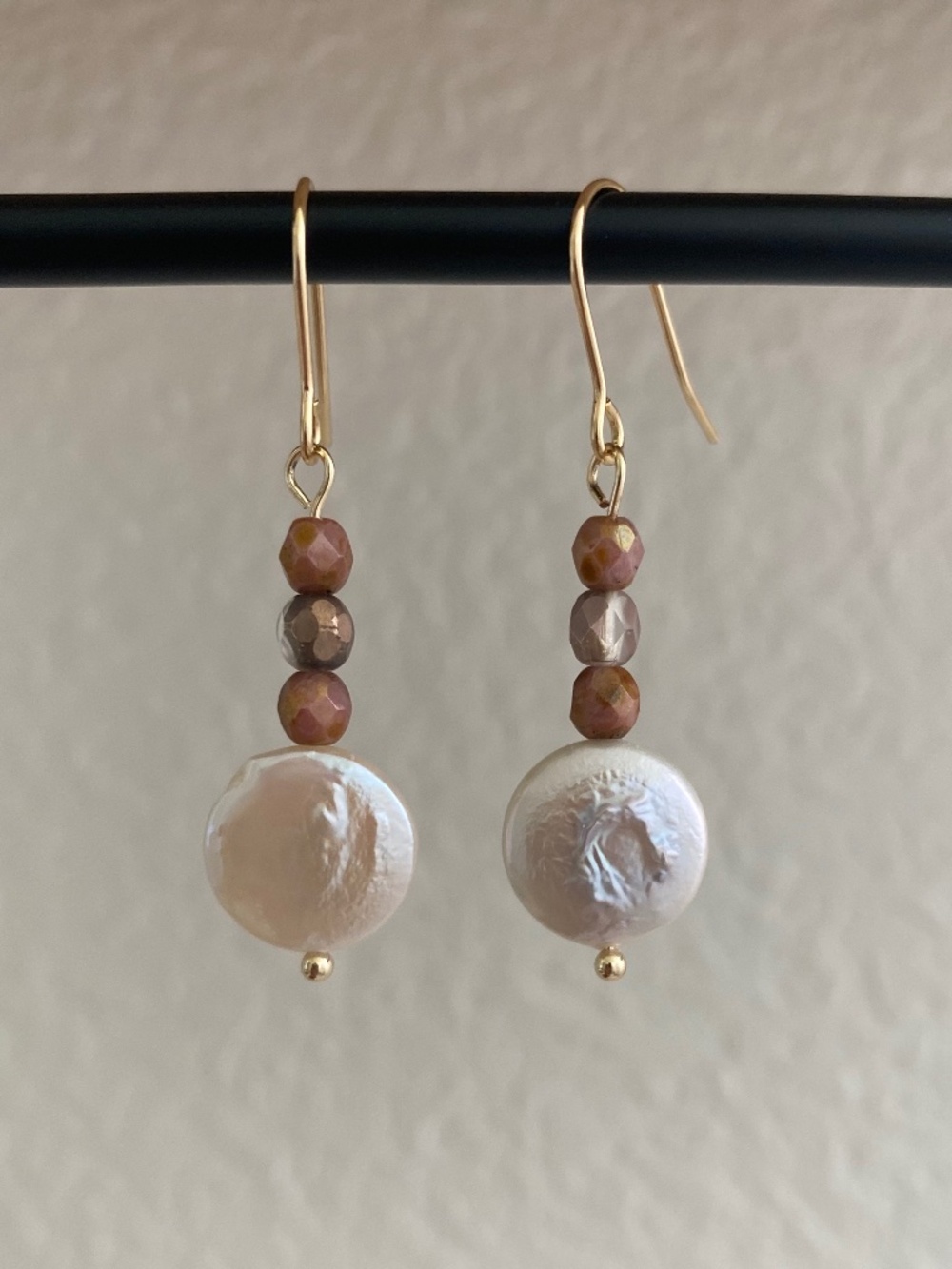 Handmade Coin Pearl Earrings